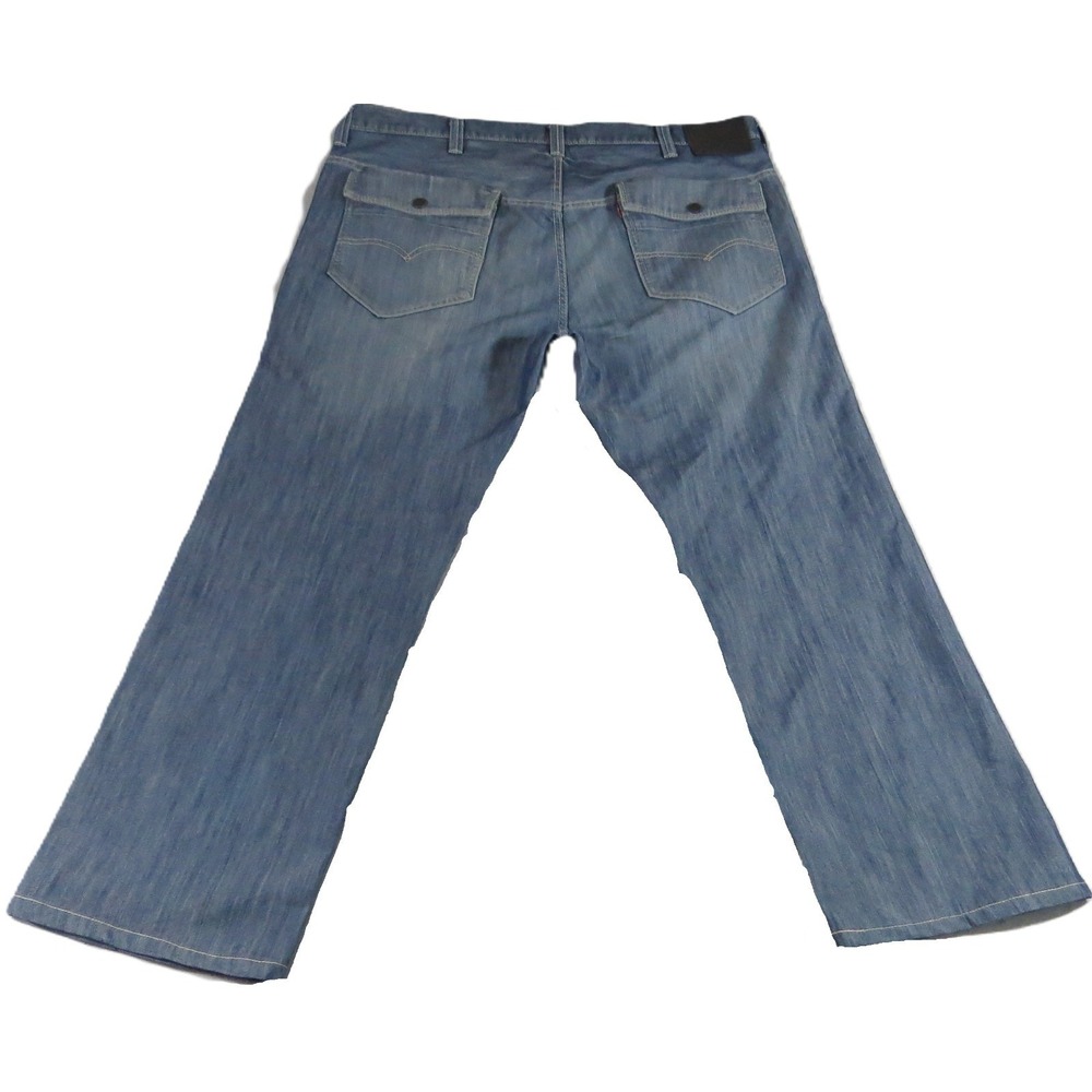 Levis 569 Loose Straight Jeans Men 40x32 Flap Pocket Light Wash Blue Denim Y2K
